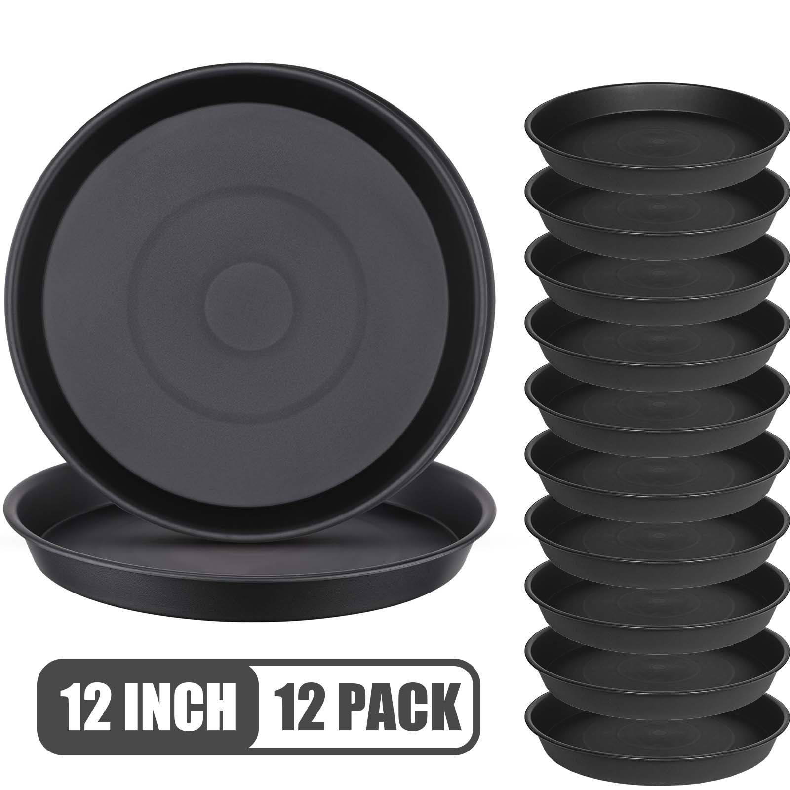 Verdsoeo 12 Pack 12 Inch Large Plant Saucers, Durable Plastic Plant Pot Trays, Heavy-Duty Flower Pot Drip Trays for Indoor and Outdoor Plants