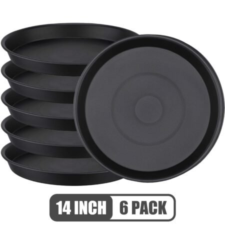 Verdsoeo 6 Pack 14 Inch Large Plant Saucers, Durable Plastic Plant Pot Trays, Heavy-Duty Flower Pot Drip Trays for Indoor and Outdoor Plants