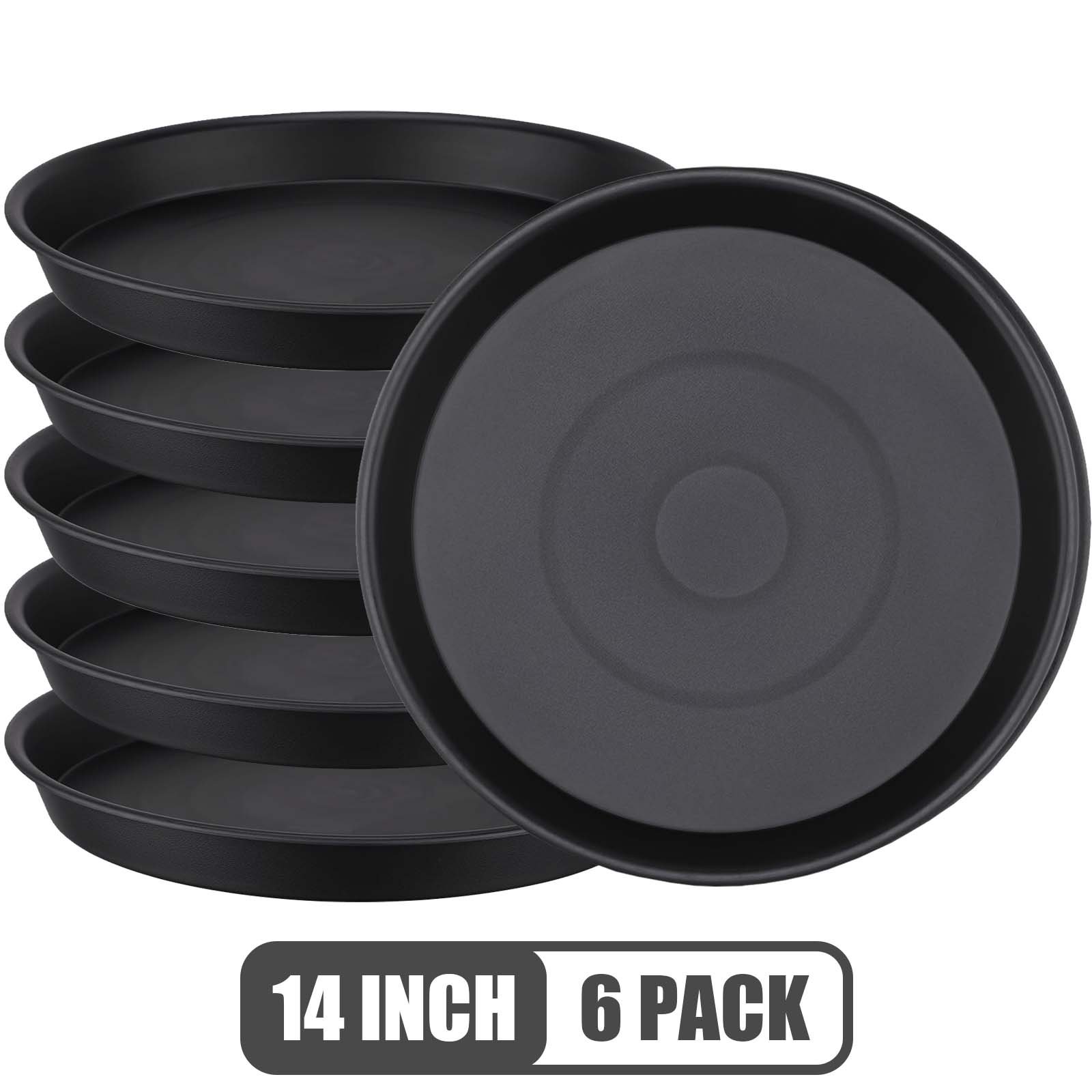 Verdsoeo 6 Pack 14 Inch Large Plant Saucers, Durable Plastic Plant Pot Trays, Heavy-Duty Flower Pot Drip Trays for Indoor and Outdoor Plants
