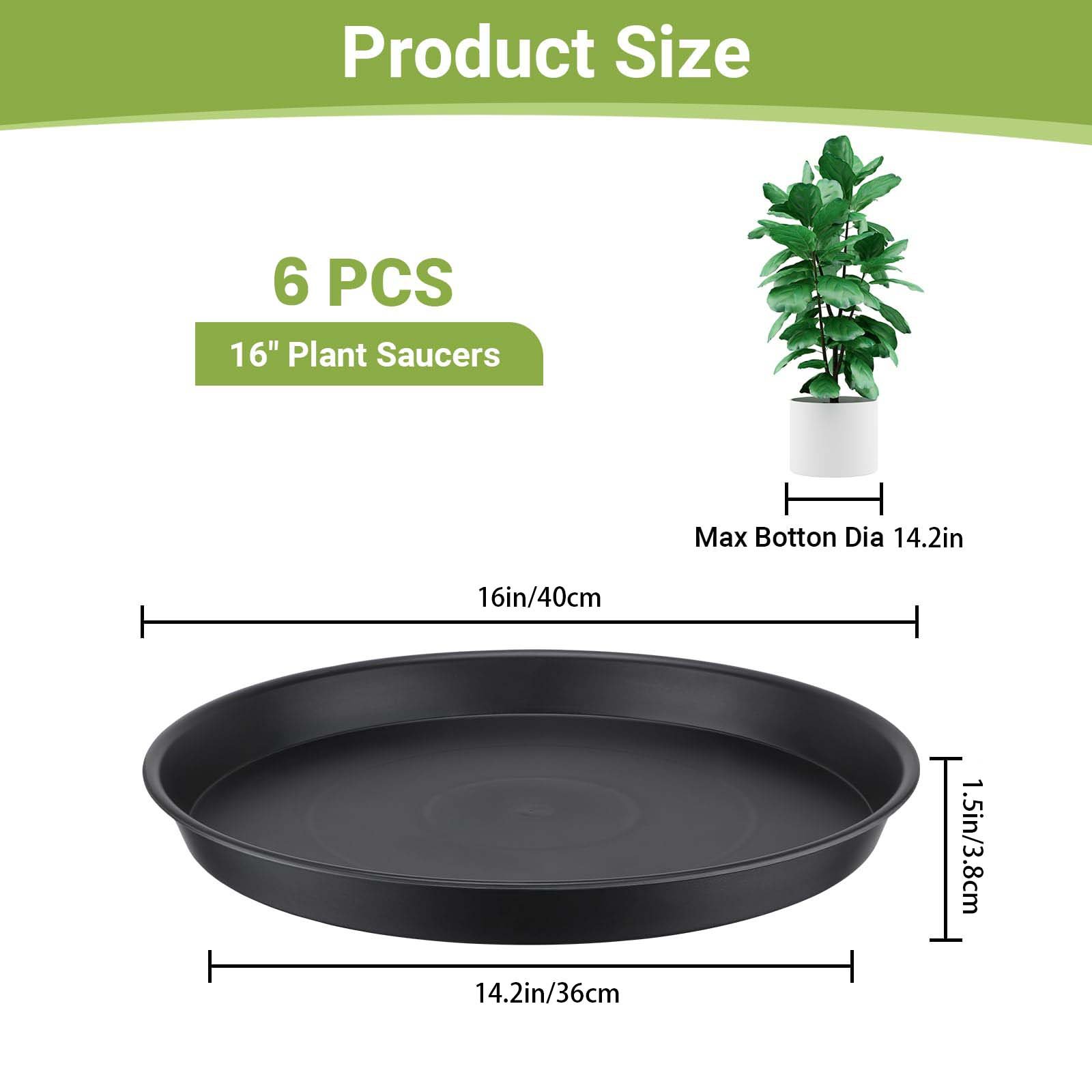 Verdsoeo 6 Pack 16 Inch Large Plant Saucers, Durable Plastic Plant Pot Trays, Heavy-Duty Flower Pot Drip Trays for Indoor and Outdoor Plants - Image 7