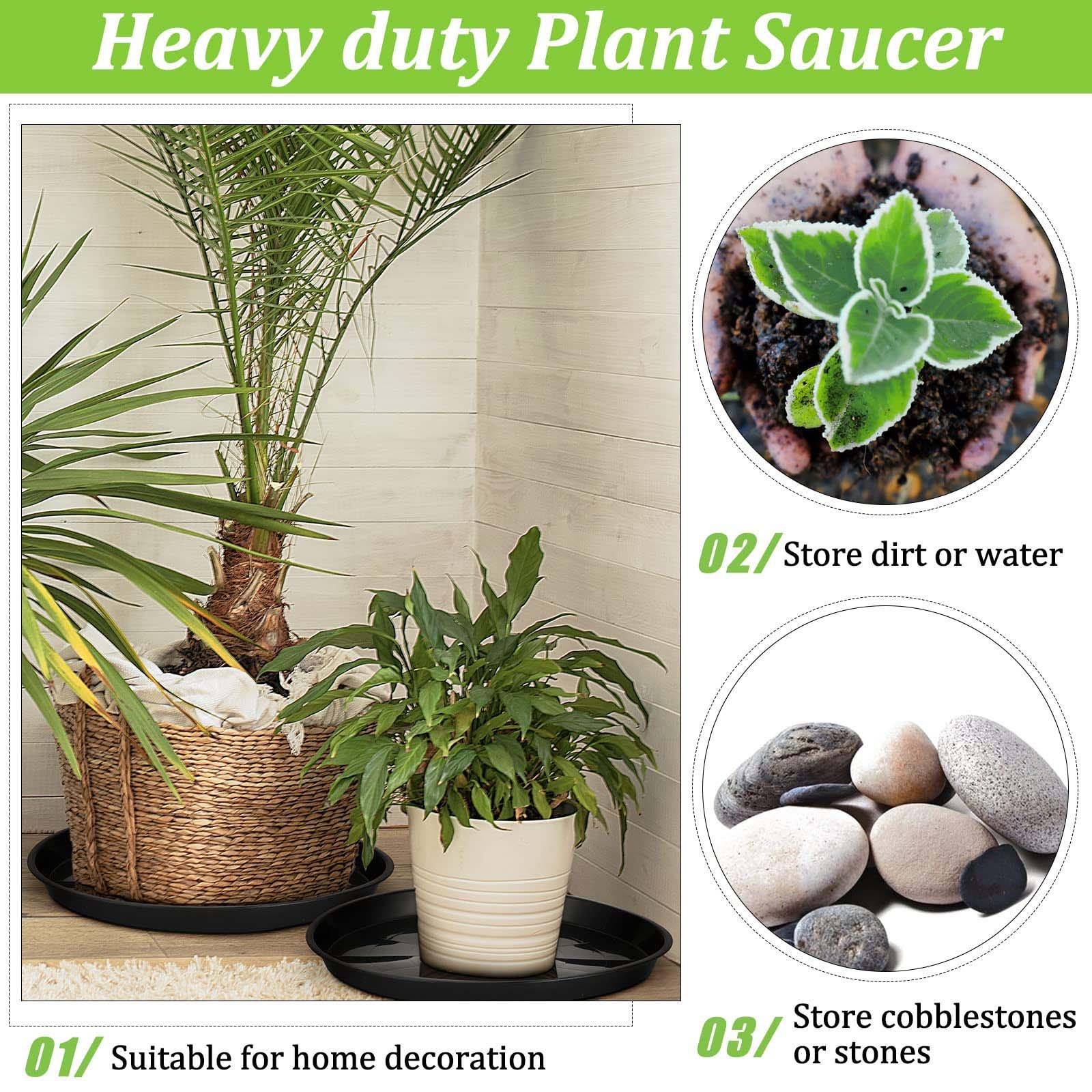 Verdsoeo 6 Pack 20 Inch Large Plant Saucers, Durable Plastic Plant Pot Trays, Heavy-Duty Flower Pot Drip Trays for Indoor and Outdoor Plants - Image 7