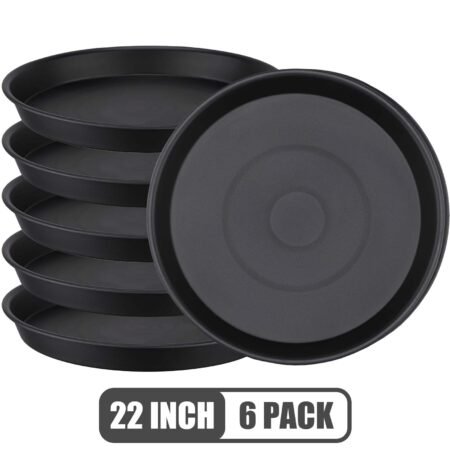 Verdsoeo 6 Pack 22 Inch Large Plant Saucers, Durable Plastic Plant Pot Trays, Heavy-Duty Flower Pot Drip Trays for Indoor and Outdoor Plants