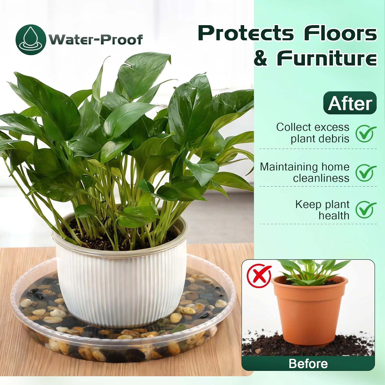 Verdsoeo 15 Pack Clear Plant Saucers, Heavy-Duty Plastic Plant Drip Trays, Durable Flower Pot Saucers for Indoor and Outdoor Plants, 6/8/10 Inch - Image 3