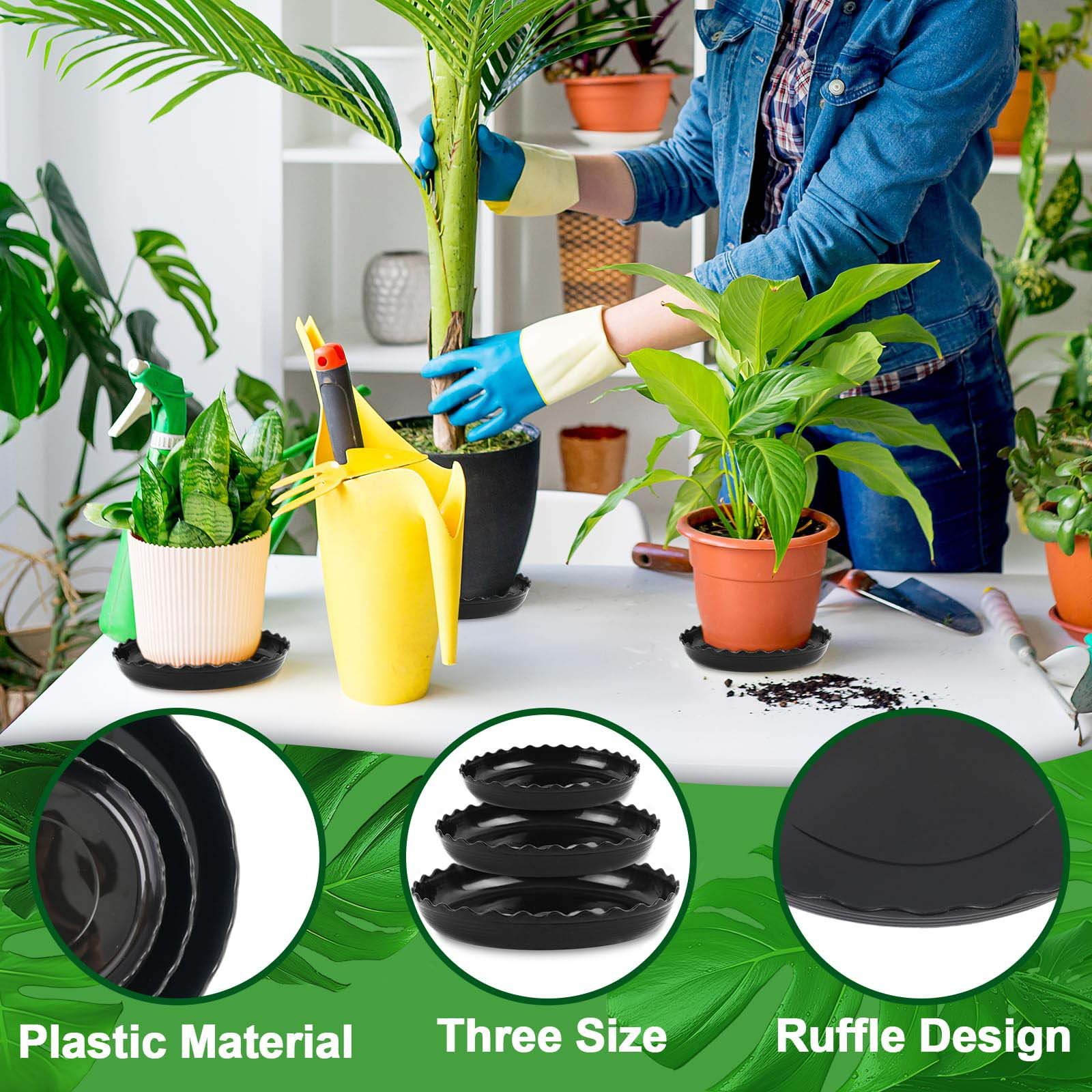 Verdsoeo 18 Pack Plant Saucers, 6 8 10 Inch Heavy Duty Flower Pot Trays, Plastic Plant Trays for Indoor Outdoor, Round Drip Trays for Plants Garden - Image 2