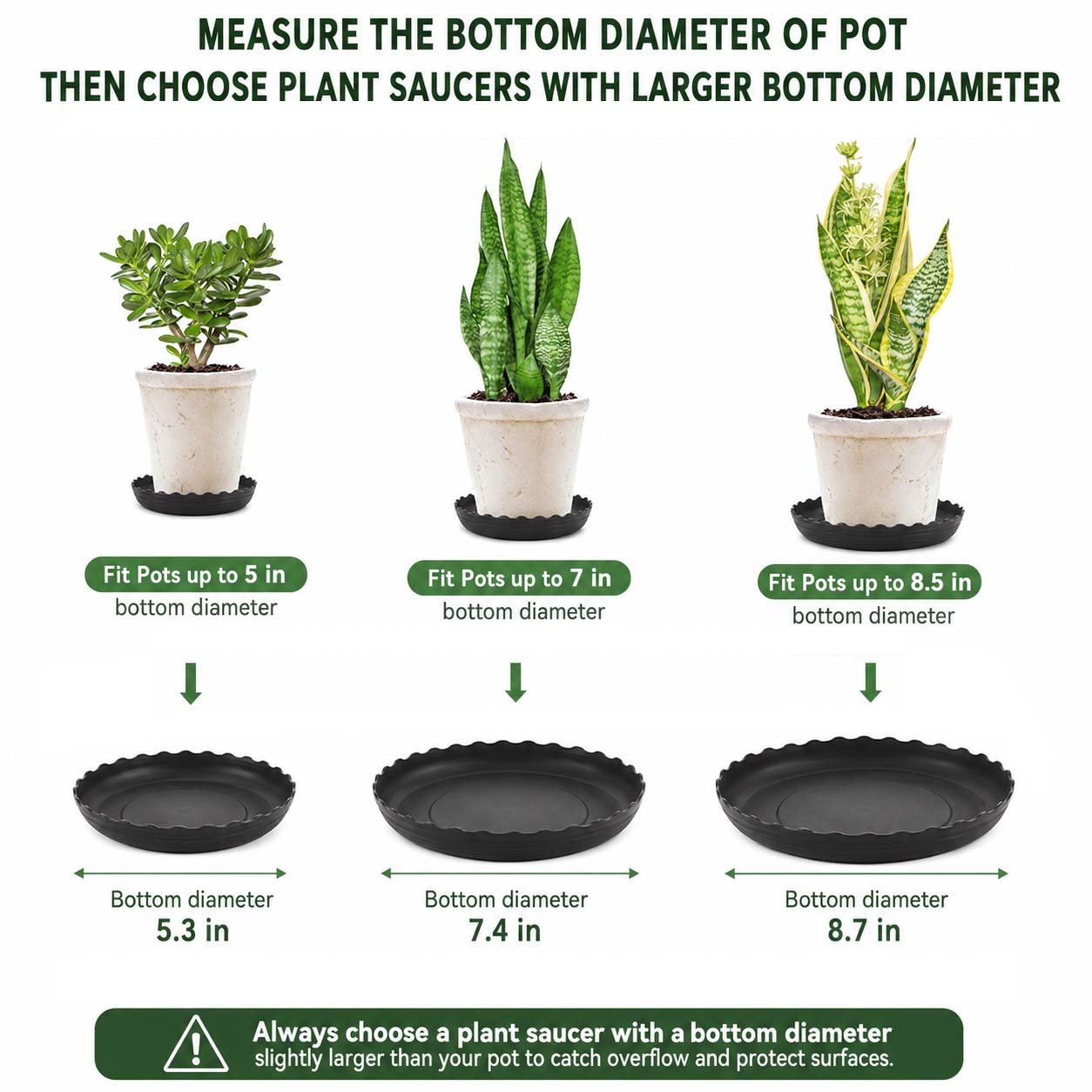 Verdsoeo 18 Pack Plant Saucers, 6 8 10 Inch Heavy Duty Flower Pot Trays, Plastic Plant Trays for Indoor Outdoor, Round Drip Trays for Plants Garden - Image 4
