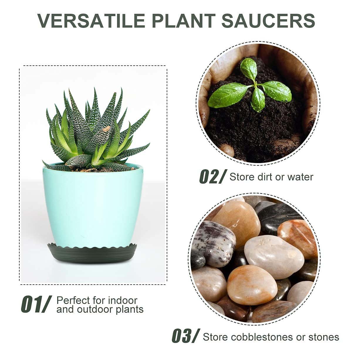 Verdsoeo 18 Pack Plant Saucers, 6 8 10 Inch Heavy Duty Flower Pot Trays, Plastic Plant Trays for Indoor Outdoor, Round Drip Trays for Plants Garden - Image 5