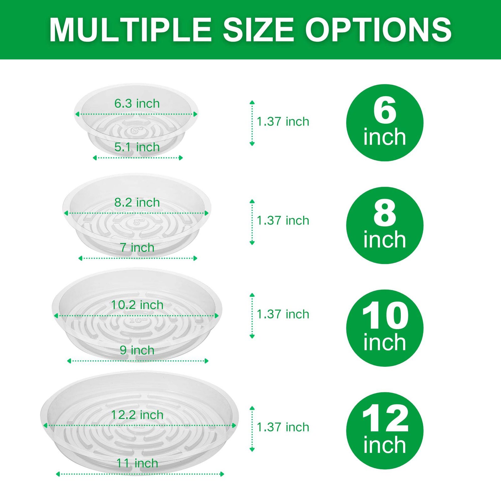 Verdsoeo 24 Pack 6 Inch Clear Plant Saucers, Durable Plastic Flower Pot Trays and Plant Drip Trays for Indoor and Outdoor Plants - Image 5