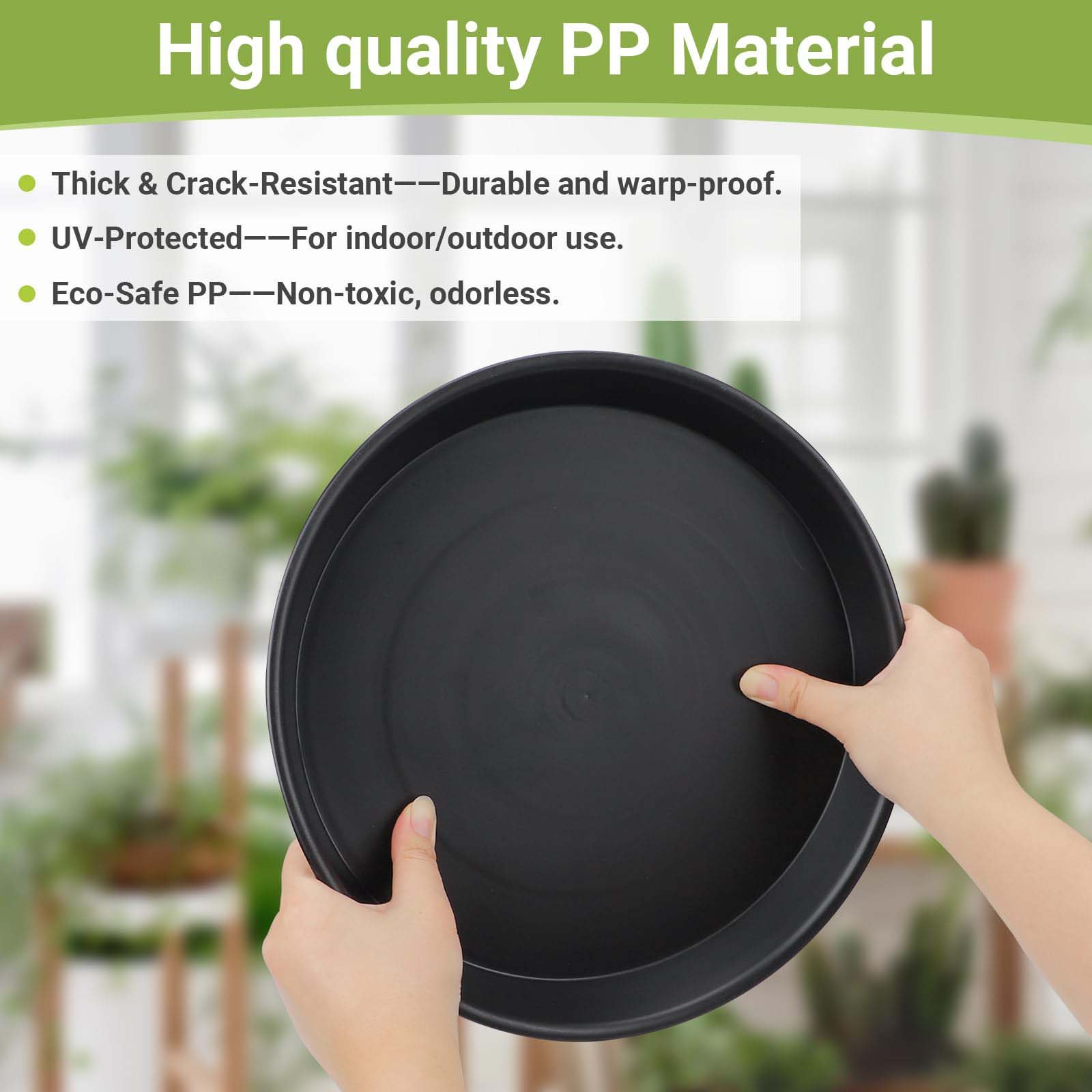 Verdsoeo 12 Pack 12 Inch Large Plant Saucers, Durable Plastic Plant Pot Trays, Heavy-Duty Flower Pot Drip Trays for Indoor and Outdoor Plants - Image 3