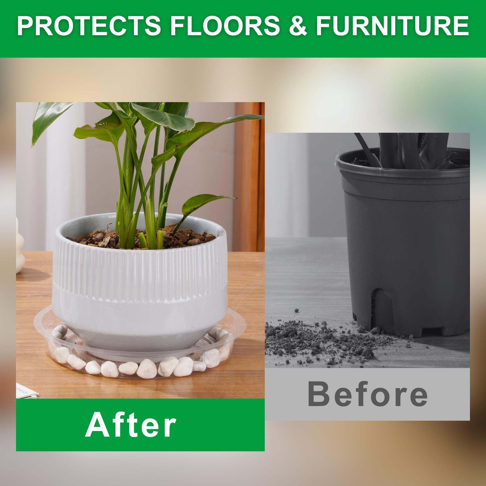 Verdsoeo 24 Pack 6 Inch Clear Plant Saucers, Durable Plastic Flower Pot Trays and Plant Drip Trays for Indoor and Outdoor Plants - Image 3